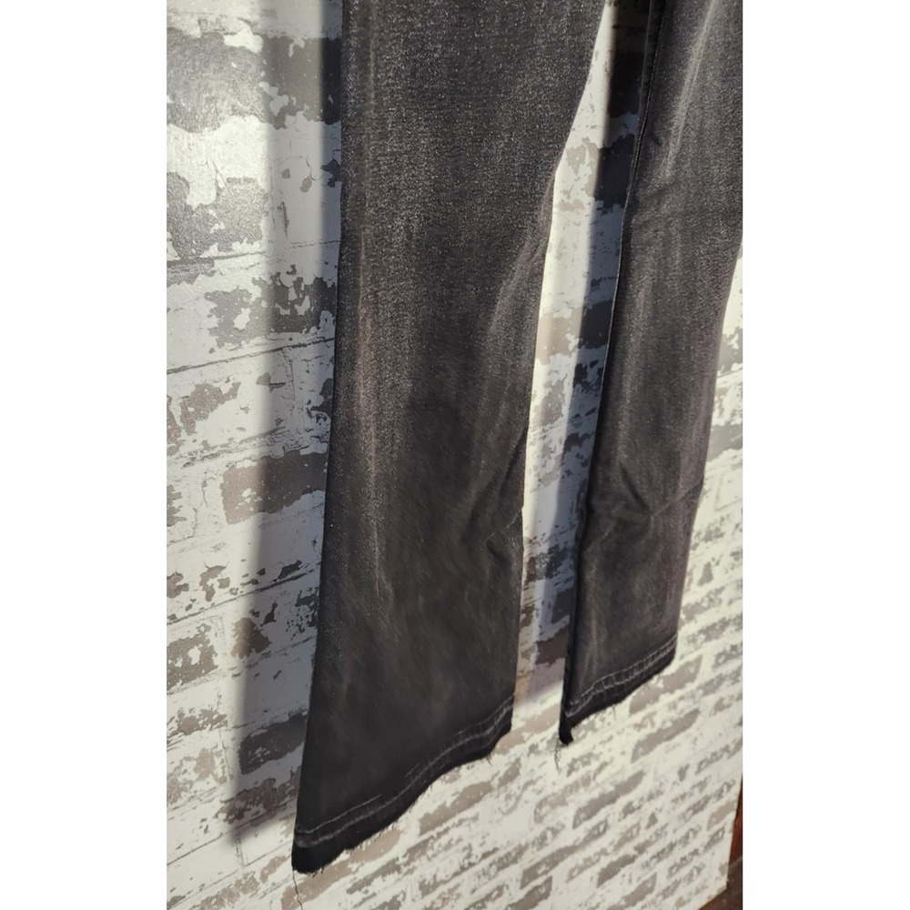 Forever 21 Bratz Flare Jeans 25 Black Y2K Rhinestone Logo Distressed Raw Hem - Picture 6 of 16